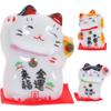 Wakauto 3 Pcs 1" Lucky Cat Statue Japanese Maneki Neko Waving Cats Ceramic Figurines Feng Shui Miniature Animal Statue Decoration for Shop, Home, Car