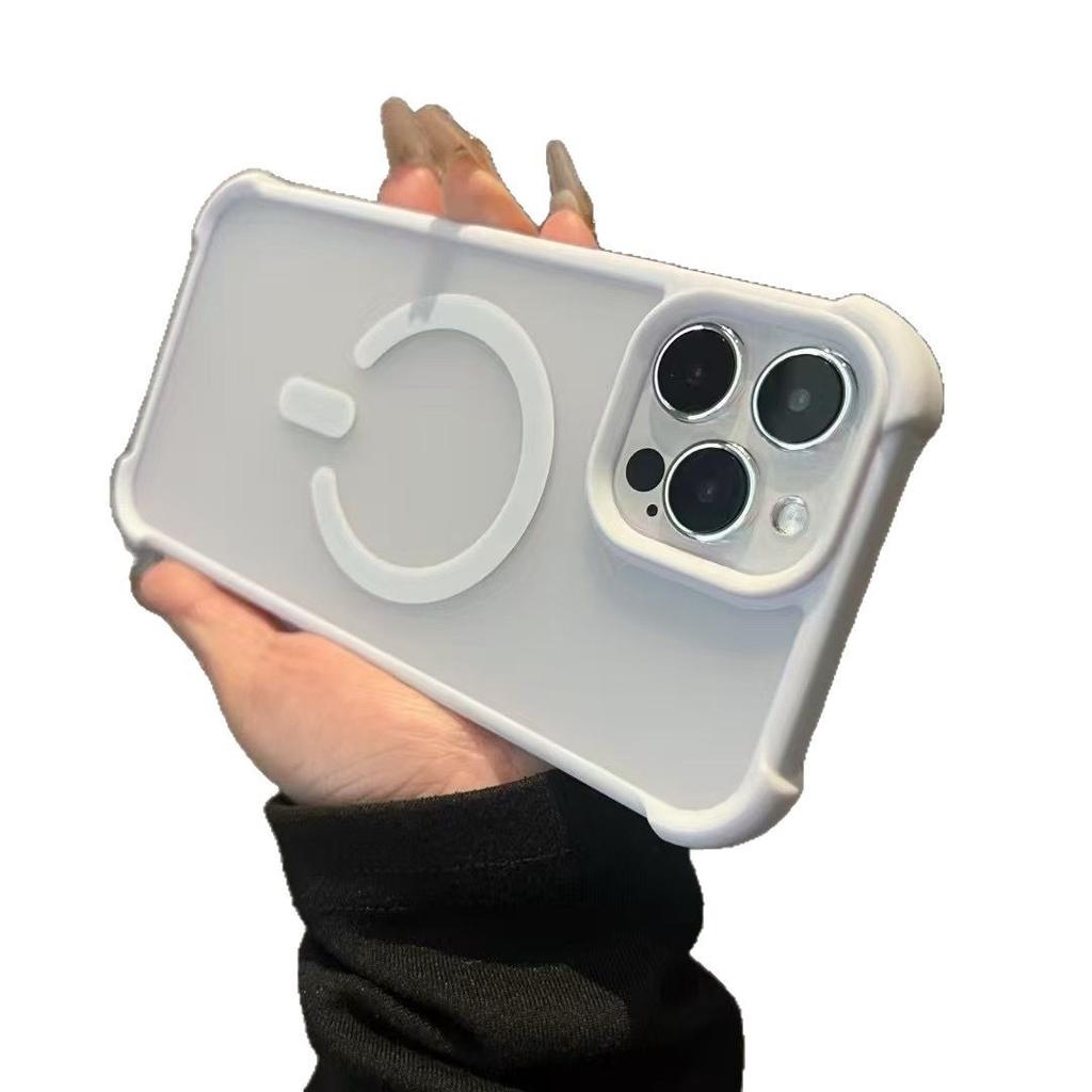 For Apple 16E Phone Case Frosted for IPhone 15 Promax Magnetic Charging Four Corner Airbag Anti Drop