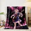 A Girl Passionately Playing Bass On Stage Under Pink Spotlight Effects. for All Seasons Blanket Lunch Break Throw Gift