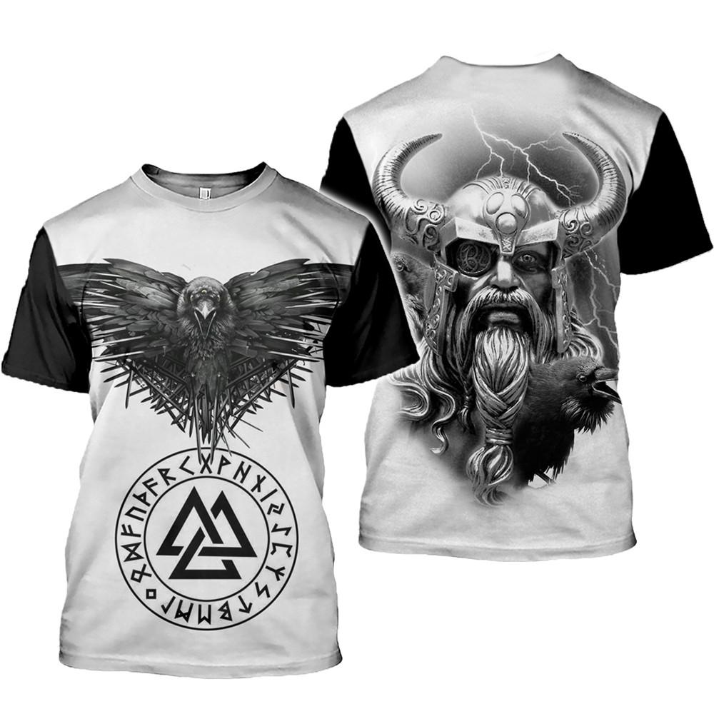 Latest Viking Symbol Printed T-shirt Men's Summer Short-sleeved Harajuku T-shirt Men's Street Hip-hop Unisex T-shirt Top 01