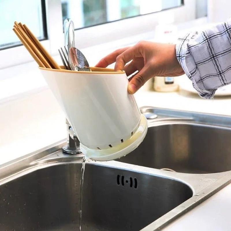 Utlery Holder Cutlery Drainer Container Drying Rack Non Slip Tableware Spoon Fork Box Kitchen Organizer