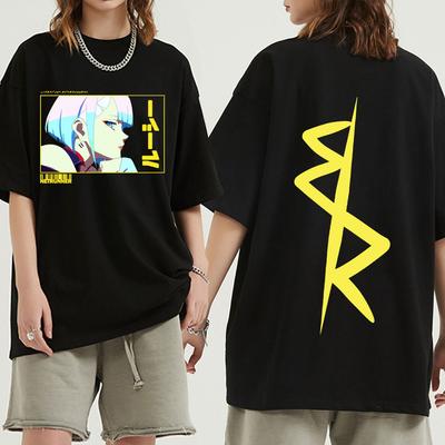 Japanese Anime Lucy Cyberpunk Edgerunners T-shirts Printed Men Women Short Sleeves T Shirt Oversized Cozy Harajuku Streetwear