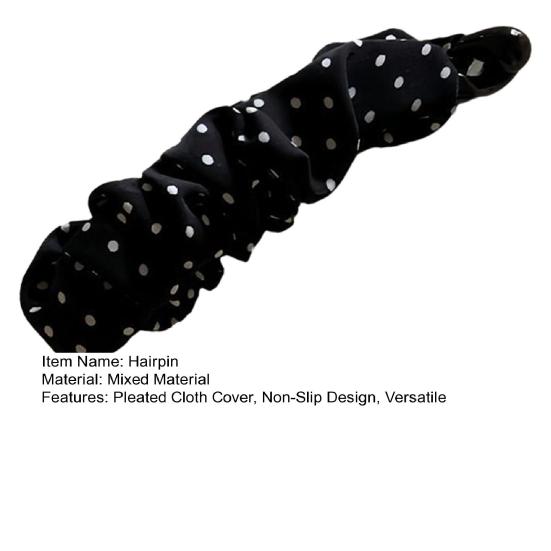 Retro Style Hairpin Stable Non-Slip Banana Clip with Pleated Fabric Wrap Leopard Plaid