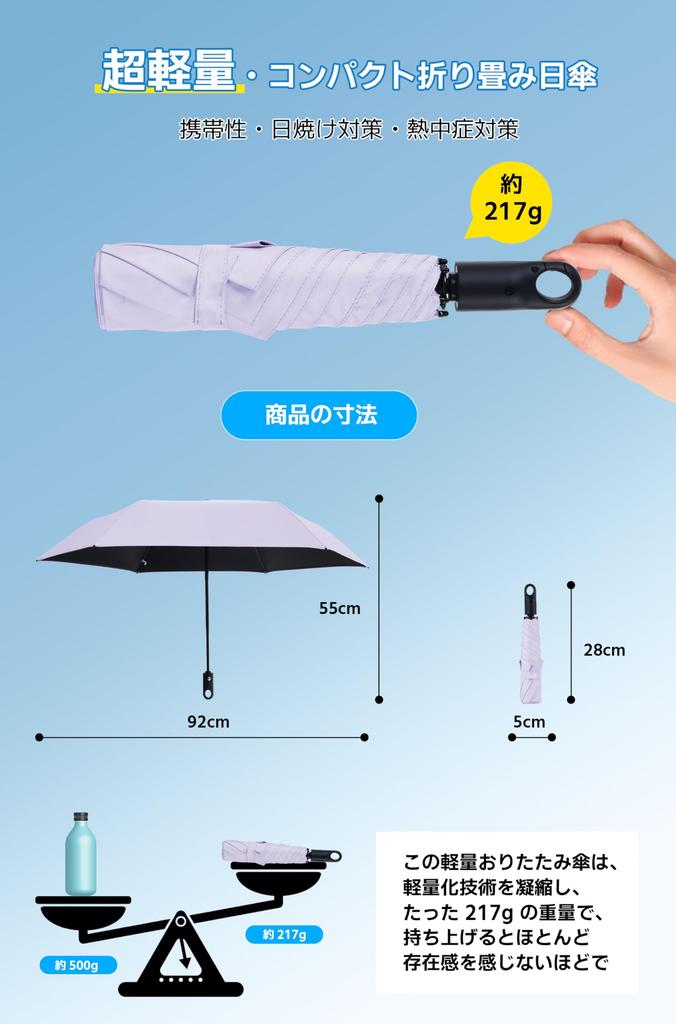 AYO Folding Parasol UV Heat Automatic UV Sunburn Heat Day Day Gift - 100% Protection, Sunshade, Shielding, Lightweight, One-Touch Opening/Closing,