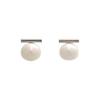 [Vintaine] VINGTAINE Earrings Metal Bar Pearl Chubby Simple Volume Accessory Gift Present P5222