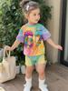 Summer Italian Brainrot 67 Six Seven Cartoon Print Sports Children's Set Short Sleeved Shorts 2PCS Set Girls Casual T-Shirt Set