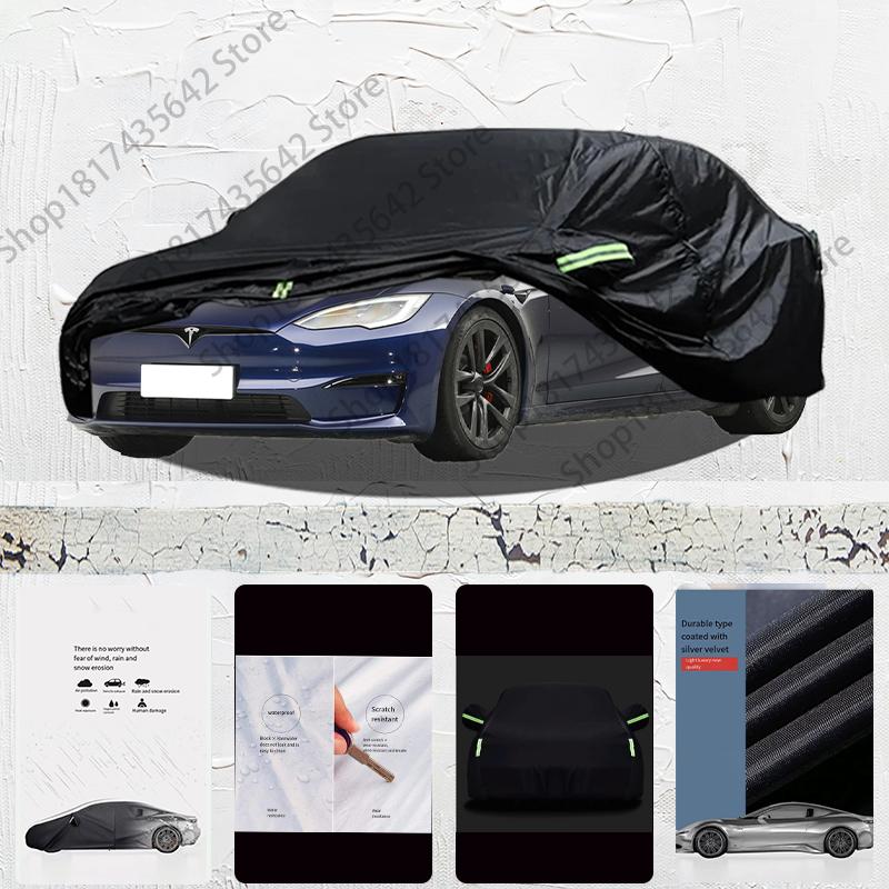 Para Tesla Model s Parasol Anti-UV Resistente a la Lluvia y la Nieve Cubierta Negra Antipolvo Paraguas de Coche Funda Completa para Coche Protección Exterior