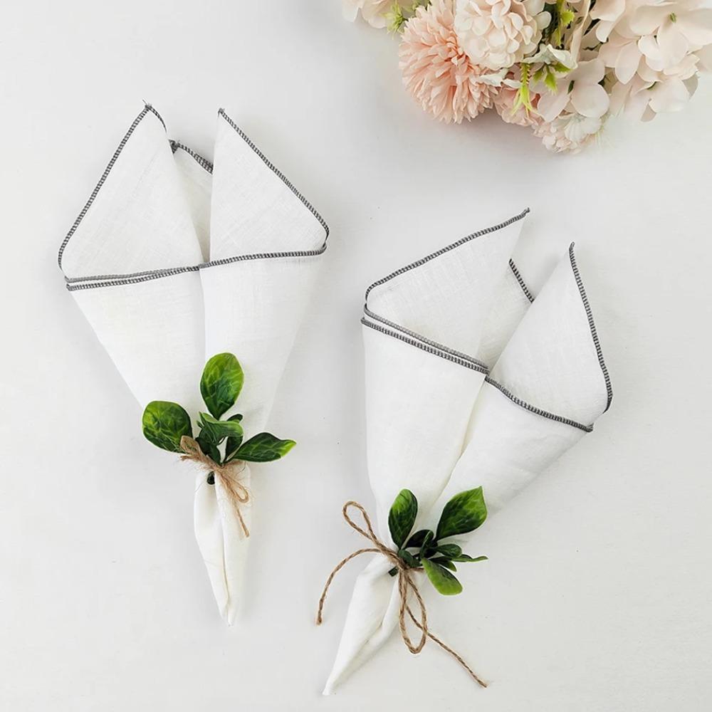 6PCS Eco-friendly Solid Color Cotton Linen Napkin Square Washable Cloth Napkin Sewn Edged Dining Table Napkin Wedding