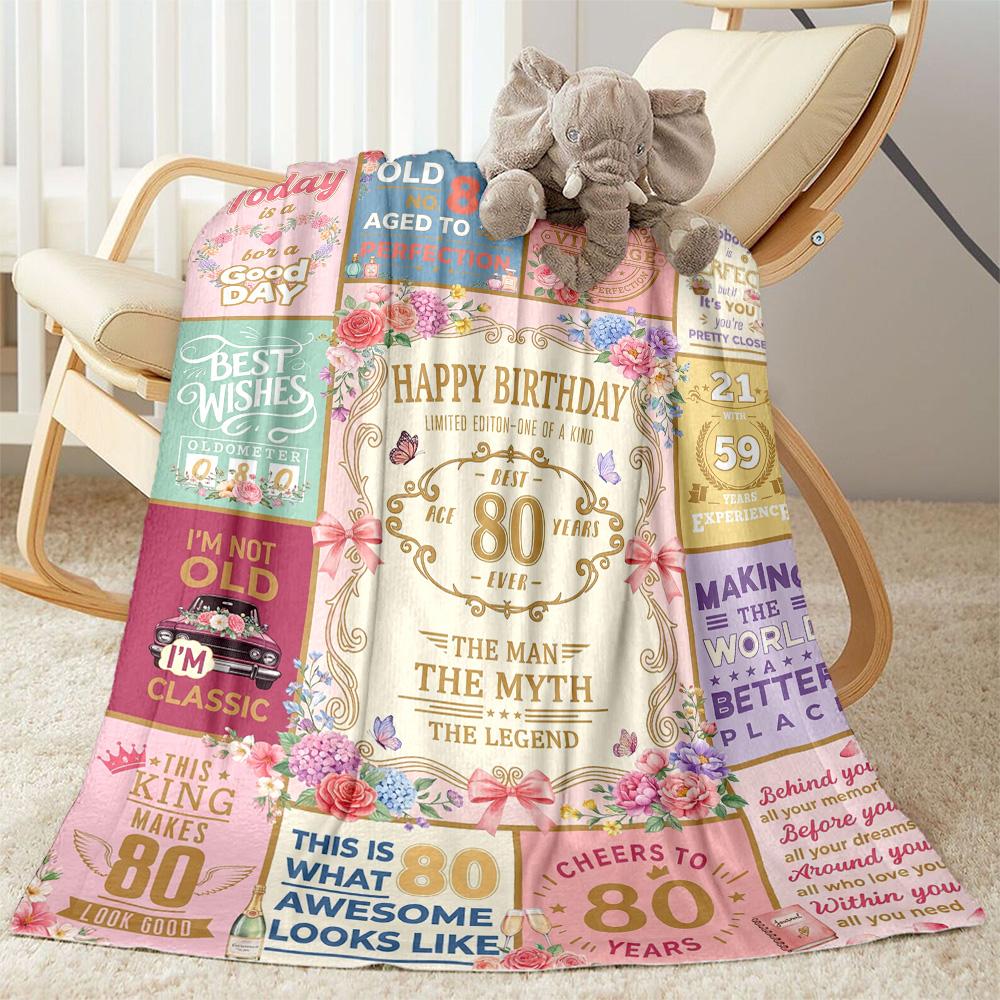 Celebrating 80 Years Of Excellence Flannel Blanket-Soft and Suitable for Sofas,Beds,Offices,Travel,All Seasons,Great Gift for Holidays and Birthdays.