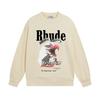 Rhude Vintage Letter Print Oversized Hoodie Men Women Casual Streetwear Sweatshirt
