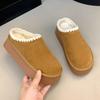 Fashion Mules Shoes Women Flats Platform Slippers Fur Shoes Suede New 2025 Winter Short Plush Slingback Sneakers Cozy Flip Flops Zapatos