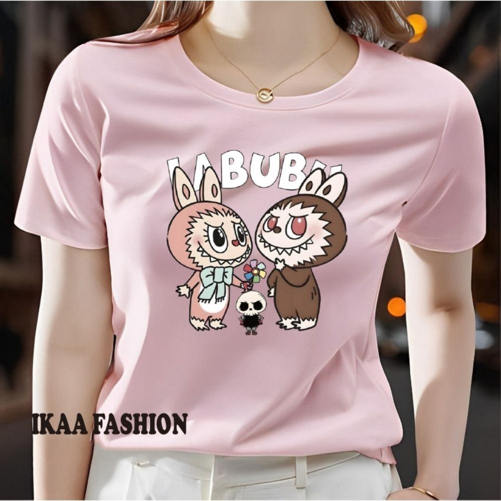 Women's printed T-shirt casual short sleeved T-shirt comfortable round neck, soft and cute T-shirt top