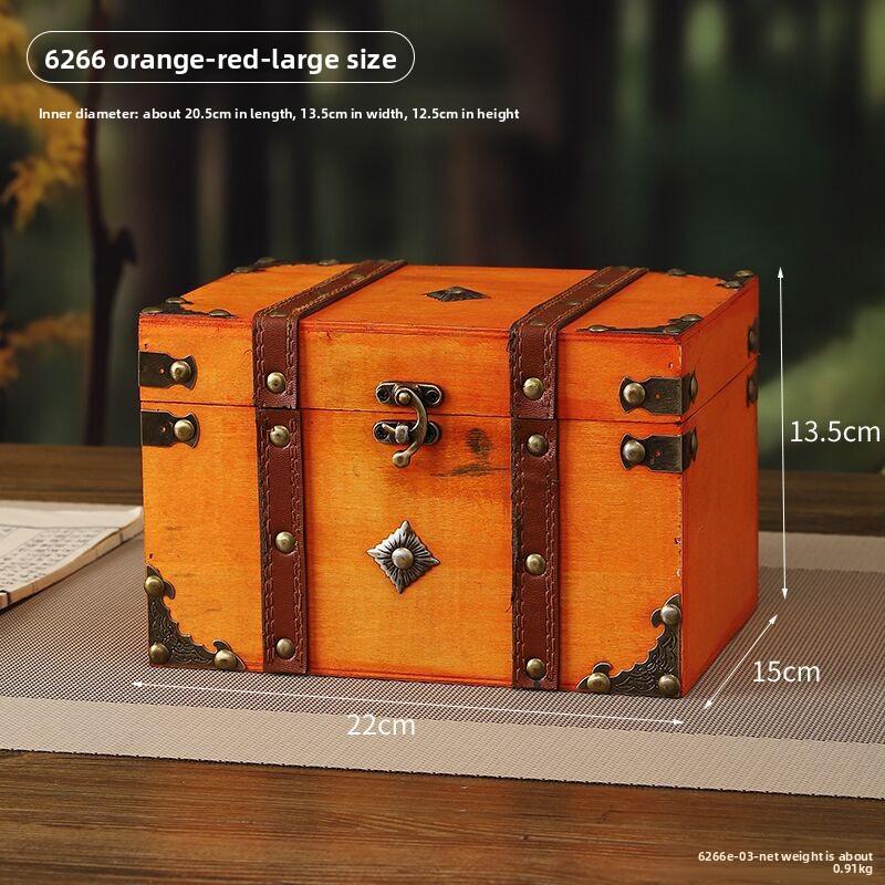 Европейская Ретро Деревянная Замковая Шкатулка для Хранения Домашняя Шкатулка для Хранения Деревянная Коробка Декоративный Орнамент Коробка для Пропа в Комнате-Побеге as pictured
