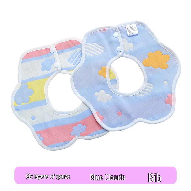 Pure Cotton 360° Baby Saliva Bib - Six-Layer Petal Design