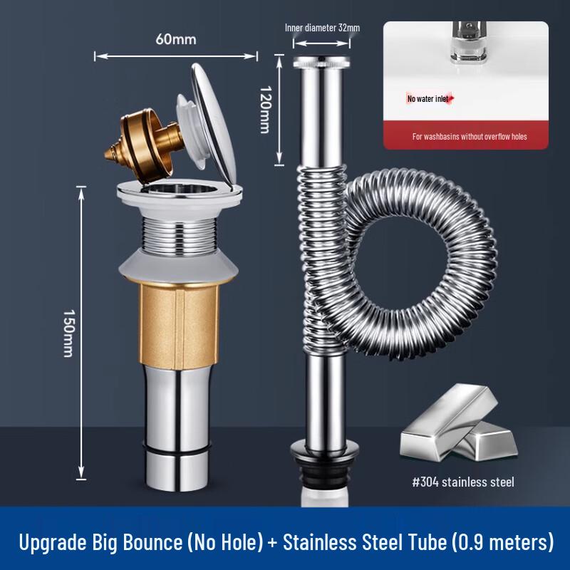 Stainless Steel Pop-up Wash Basin Drainer Set