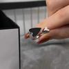 1 Uds. Anillo de moda de dos colores con corazón negro para mujer, anillo abierto de gota de aceite de estética mínima, joyería Punk de Metal para mujer YSX