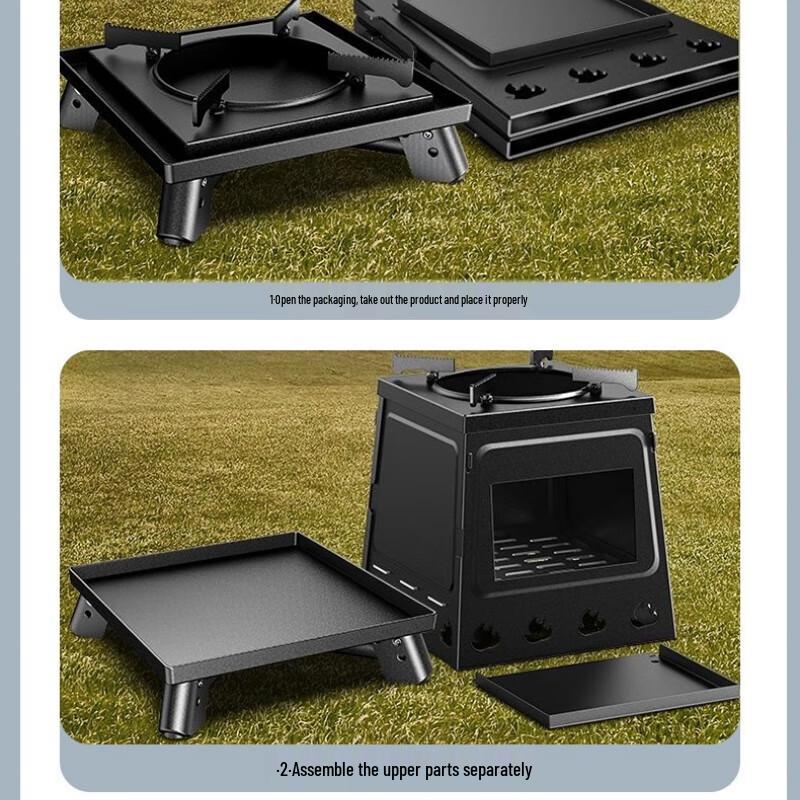 OEING Portable Foldable Smokeless Wood Burning Camp Stove
