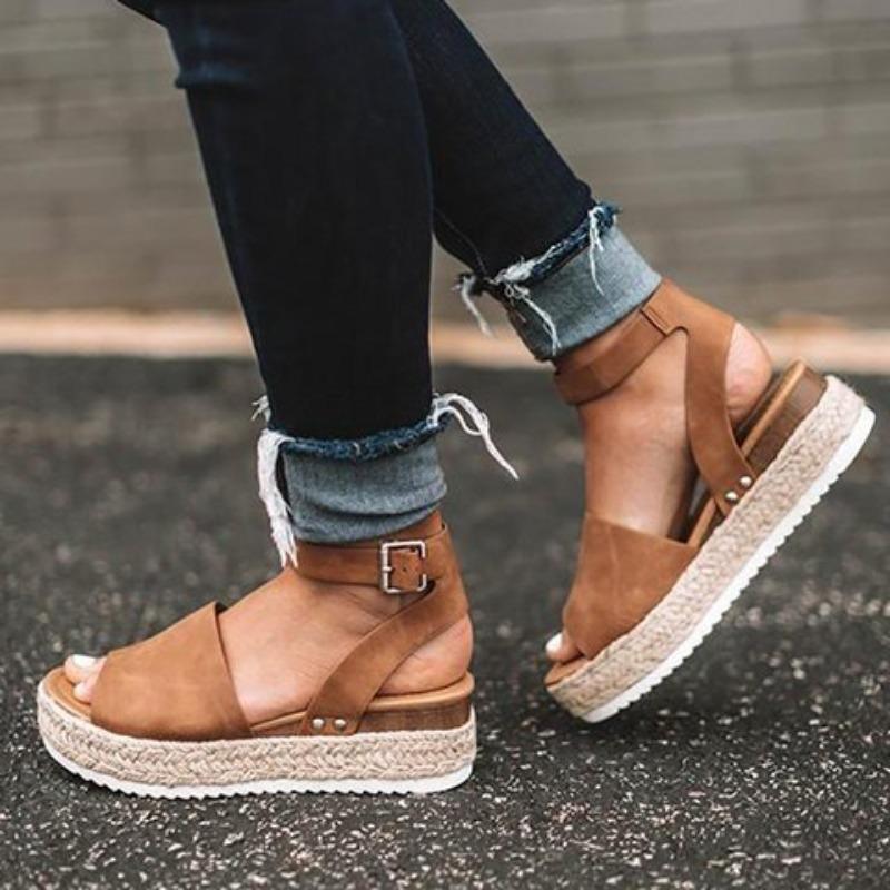 Thick-soled Sandals Sponge Thick-soled Buckle Wedge Heel Beach Sandals Women's Casual Shoes