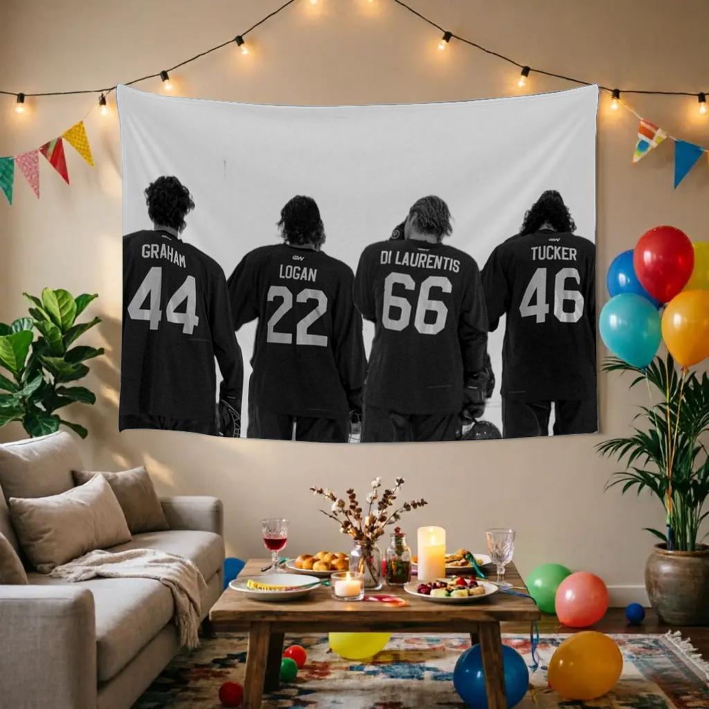 1Pc Ice Hockey Four Guys Book Character Tapestry, Off Campus Fan Wall Hanging, Cool Room Stuff, Large Size, Polyester 2D Print,