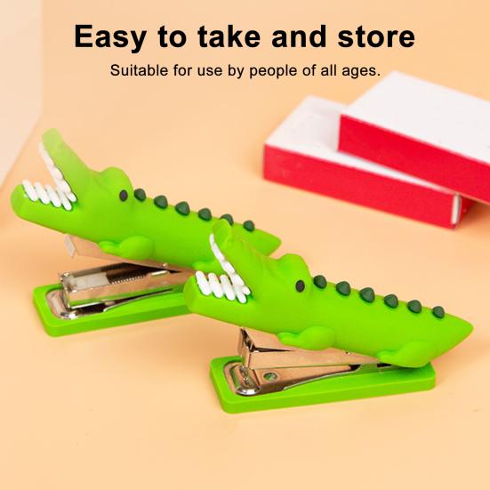 Mini Stapler for Desk Small Cute Stapler Crocodile Dinosaur Design Pocket Stapler Office Supply Accessory