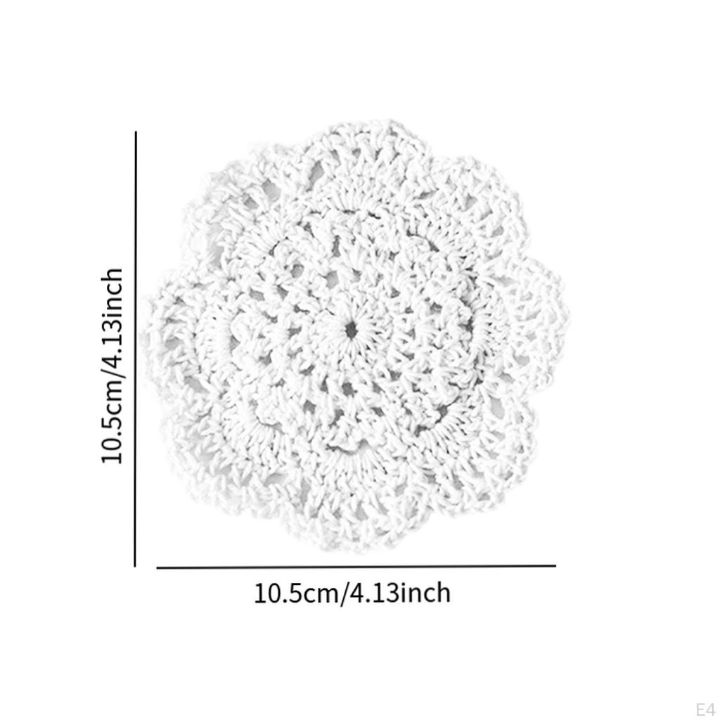 6 Piezas Posavasos de Algodón Crochet Manteles Individuales Salvamanteles Ganchillo a Mano para Fiesta