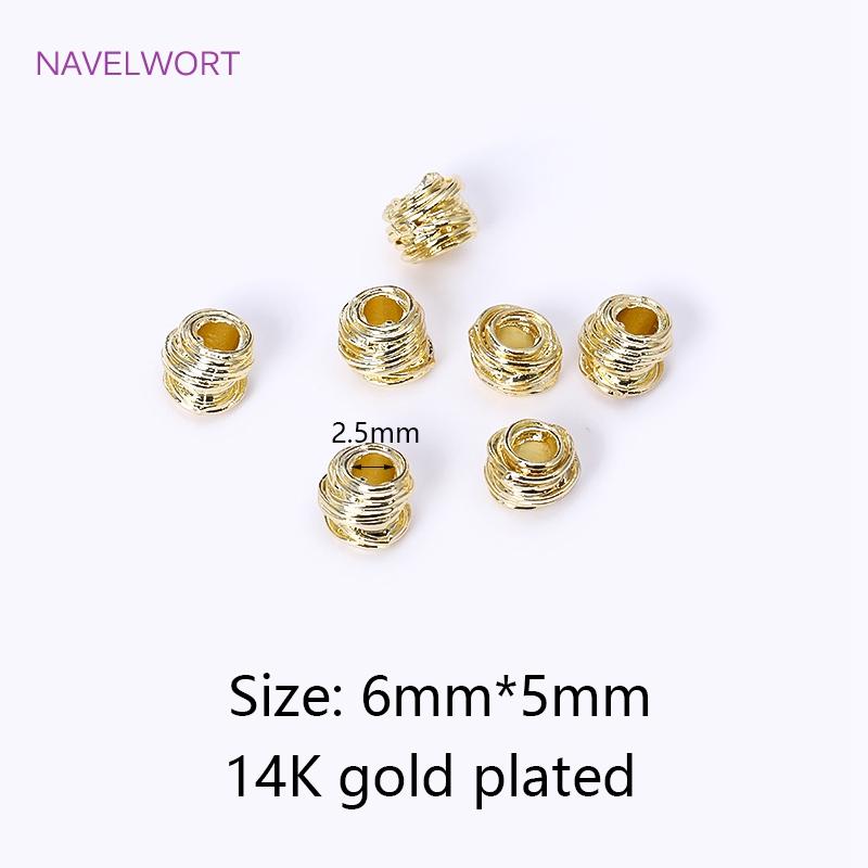 Brass 6mm Frosted Wheel Spacer Beads 18K Gold Plated Round Loose Beads For Jewelry Making DIY Jewelry Making Accessories
