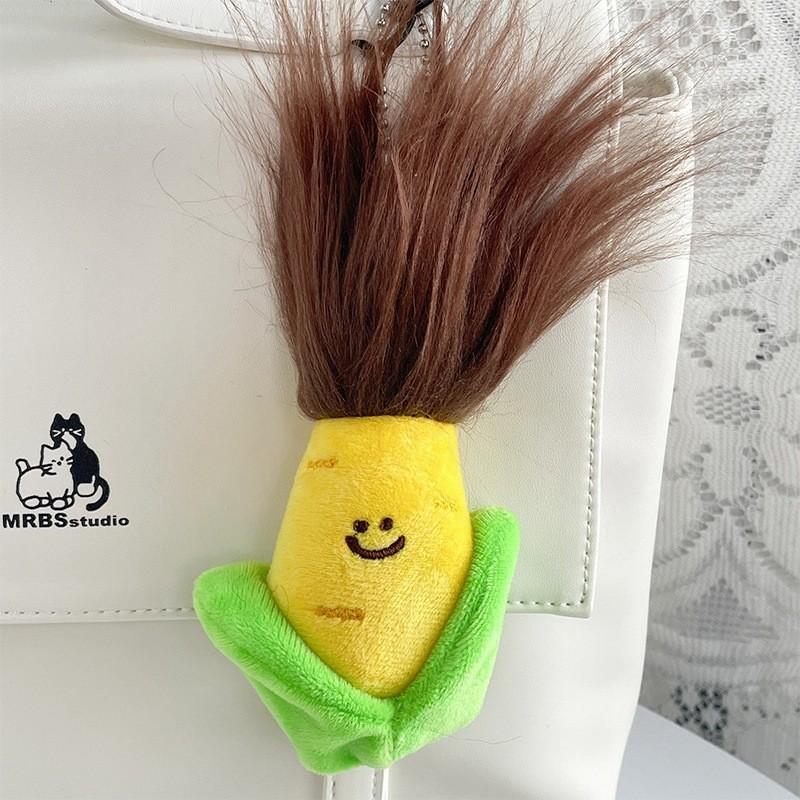 Charming Frizzy Pumpkin Plush Keychain Cute Vegetable Stuffed Doll Bag Accessory Corn