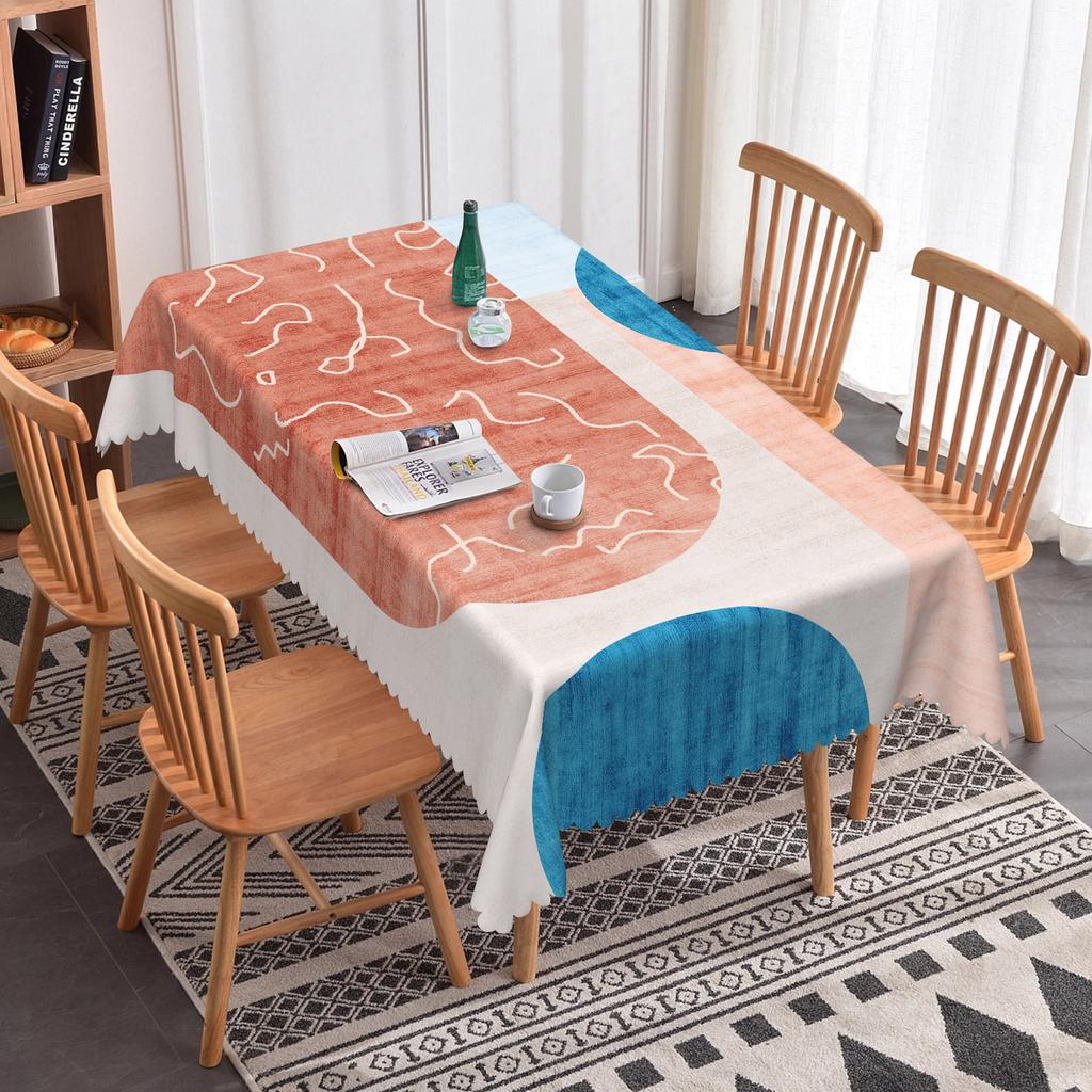 Nordic Style Simple Table Cloth Geometric Pattern Dining Room Waterproof Oilproof Rectangular Tablecloth Party Wedding Decor