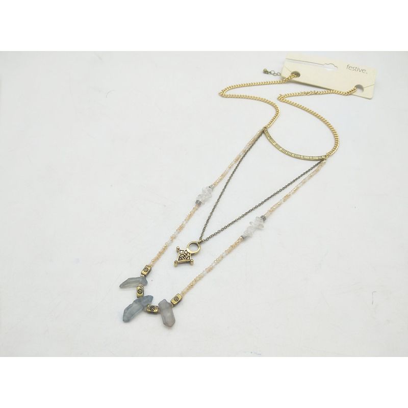 A25 European and American Jewelry Foreign Trade Japanese and Korean Original Order Texture Glass Synthetic Stone Exquisite Popular Necklace Default
