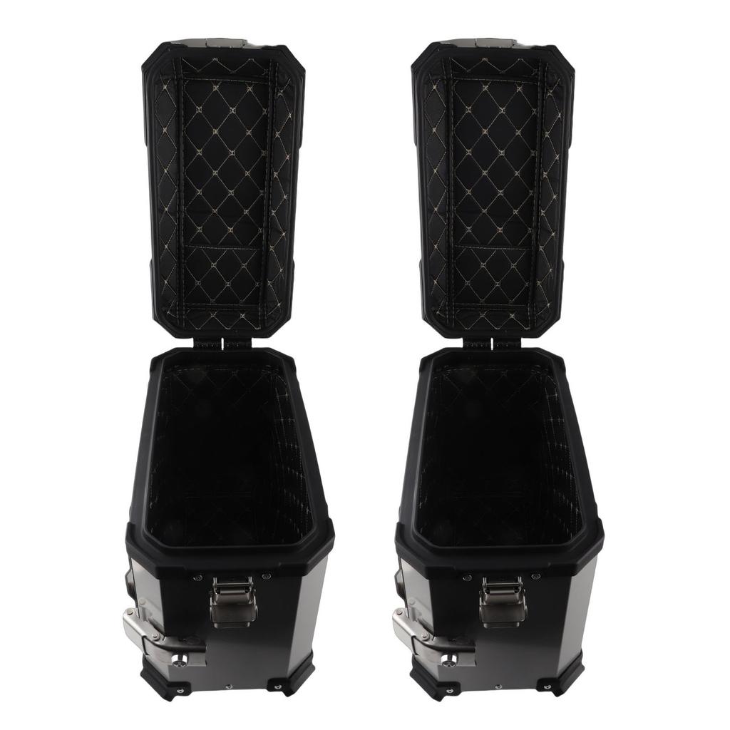 2PCS Motorcycle Side Box 35L Large Capacity Aluminum Alloy Hard Saddlebag with   Lock and Handle Replacement for  