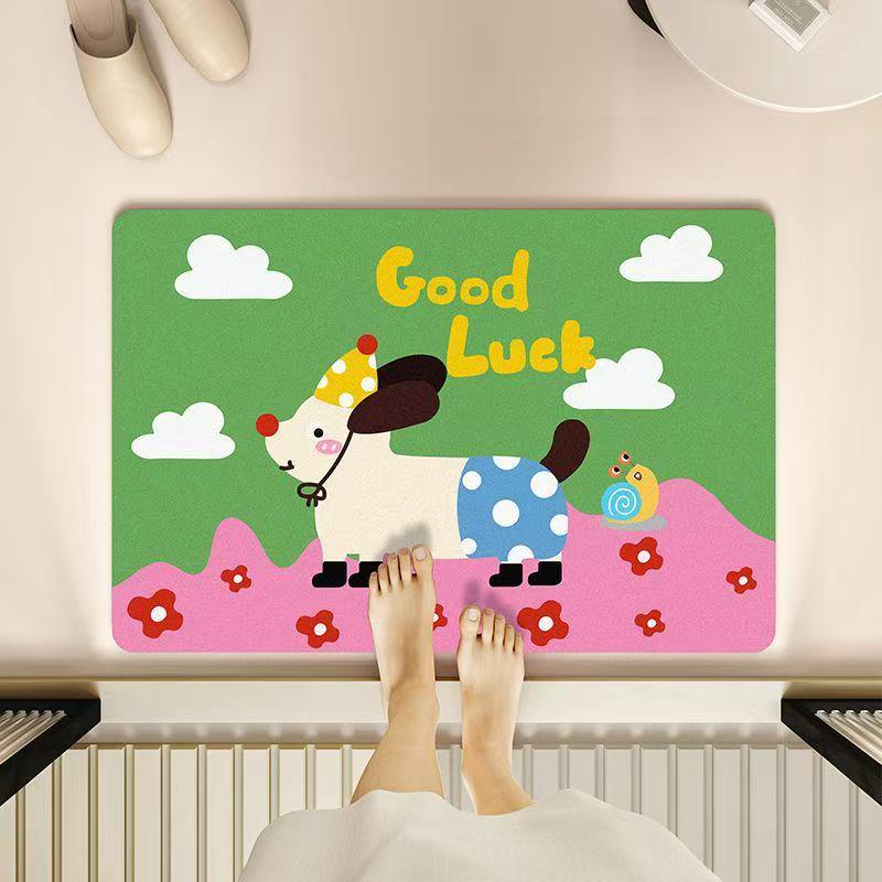 Cartoon Quick-Dry Diatomaceous Earth Bathroom Mat: Absorbent, Dirt-Resistant, Non-Slip 