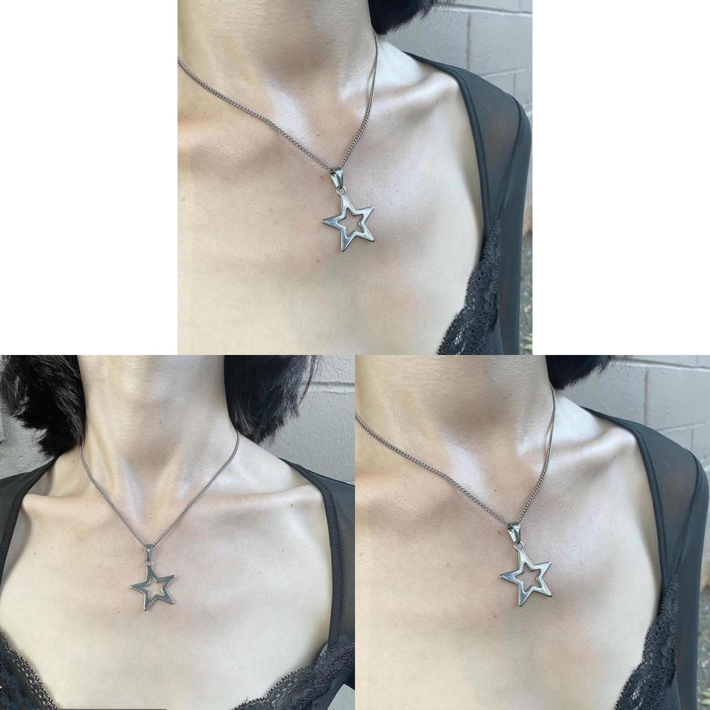 No Brand Starshaped Necklace With Titanium Steel Chain For Casual Daily Wear