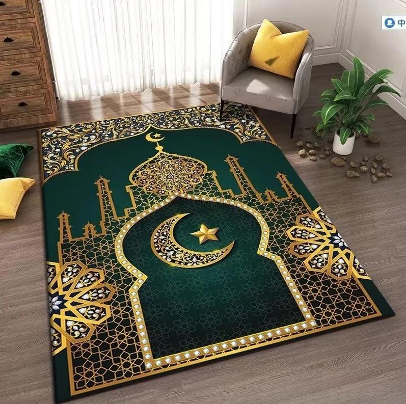 Islam Muslim Prayer Mat Living Room Decor Anti-slip Carpets Bedroom Bedside Soft Rug Entrance Doormat Machine Washable Carpet