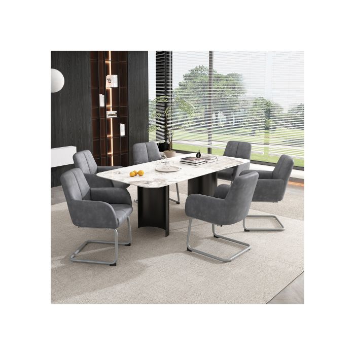 Chaise de salle à manger - MUVOE - Lot de 2 - Cuir microfibre - Pieds en acier - Design ergonomique