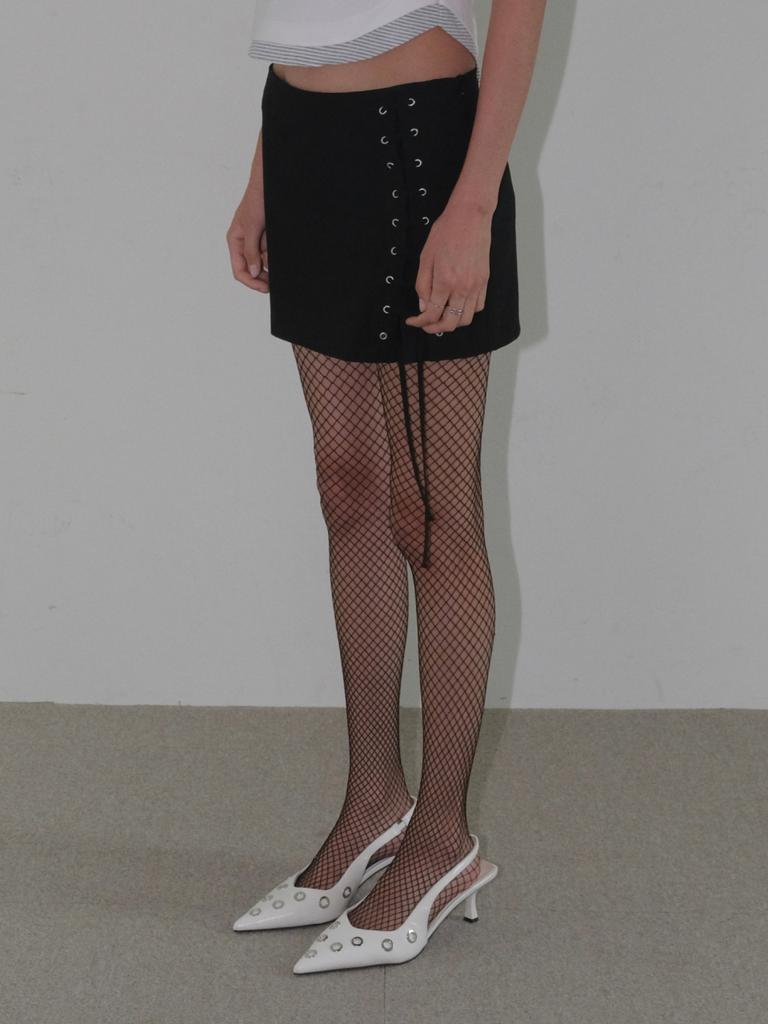 Ordinary Holiday Lace Up Mini Skirt [Black]