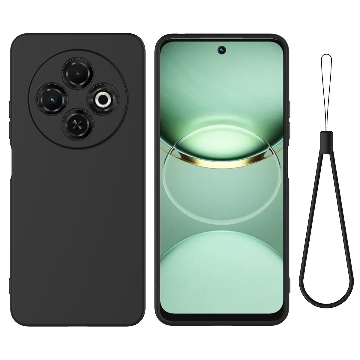 

Для TECNO Spark 30C 4G Чохол Рідкий Силікон Захист від Подряпин Чохол для Телефону з Ремінцем на Руку Black
