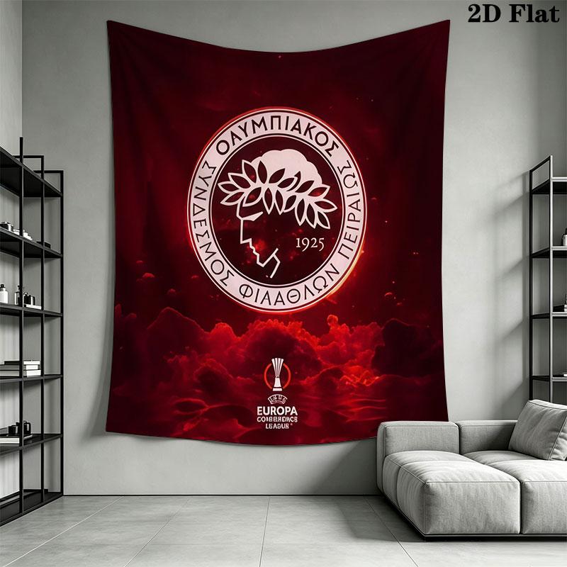 Olympiacos poster Wall Hanging Printed Fabric Blanket Decorative Tapestries for Bedroom Living Room Home Decor