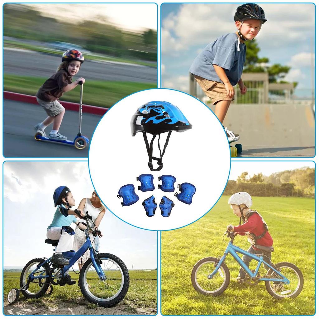 7Pcs/Set Roller Skating Kids Boy Girl Safety Helmet Knee Elbow Pad Sets Protection  for Skateboard/Bike/Skating/Cycling