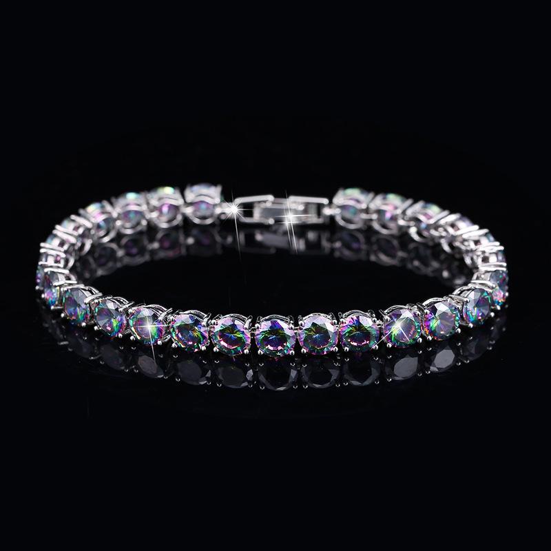 Jewelry, Color Aaa Zircon Bracelet, Round Zircon Platinum Plated, Women'S Jewelry