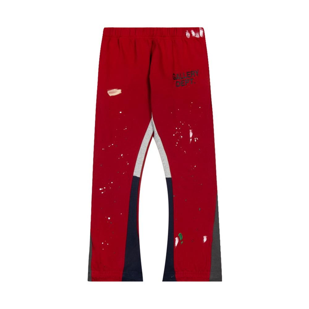 Gallery Dept Pantalon de survêtement décontracté style high street à cordon de serrage, splicing à éclaboussures d'encre peint à la main, légèrement tiré, pantalon de sport ample pour hommes et femmes
