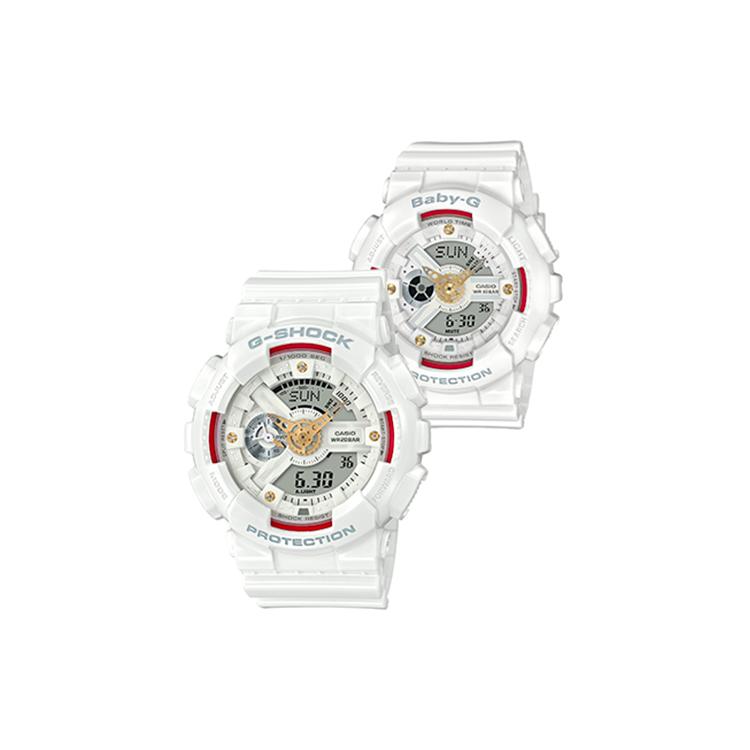 CASIO Unisex Pair Table Series White Watch GA-110DDR-7A&BA-110DDR-7A