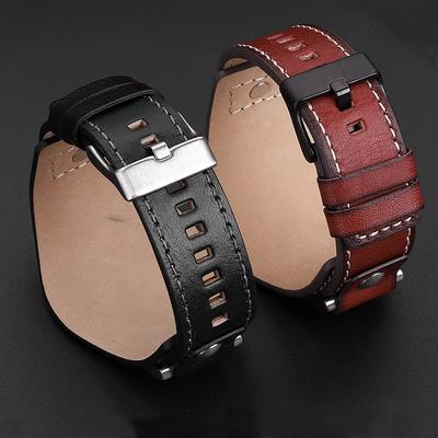 Rindslederarmband Für Fossil JR1157 Uhrenarmband 24mm Herren-Uhrarmband Hochwertiges Lederarmband Retro-Stil Schwarz Braun