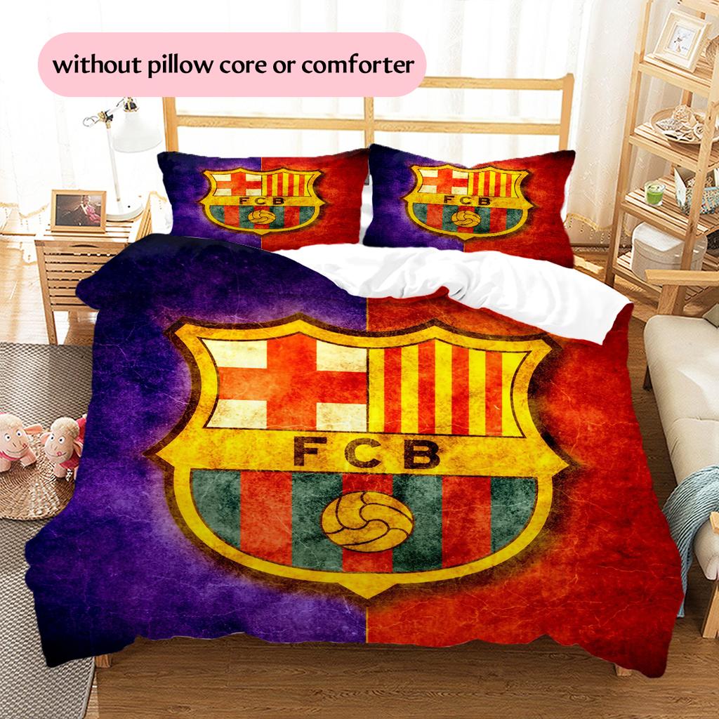 Logo Squadra Barcellona Fantasia Biancheria da Letto Decorazione Casa Regalo di Compleanno (1 * copripiumino + 2 * federa, senza nucleo)