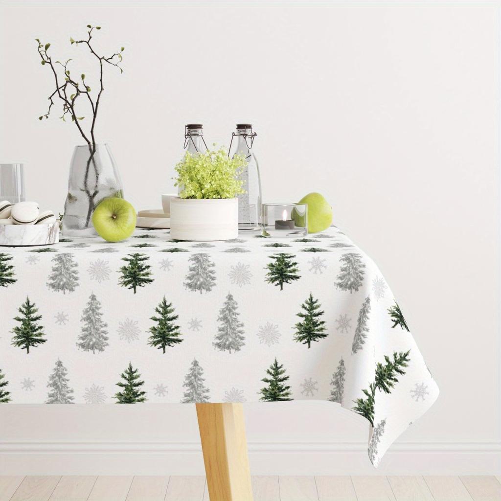 Merry Christmas Xmas Tree Waterproof Tablecloth Table Decor Winter Xmas Holiday Kitchen Dining Tablecloth Christmas Decorations