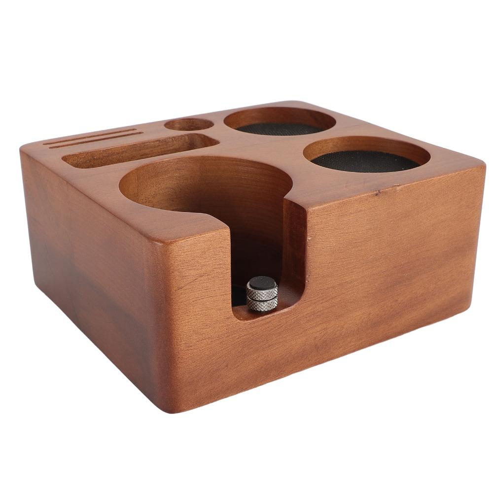 Multifunctional Coffee Tamper Station Compatible Wooden Tamper Stand Espresso Making