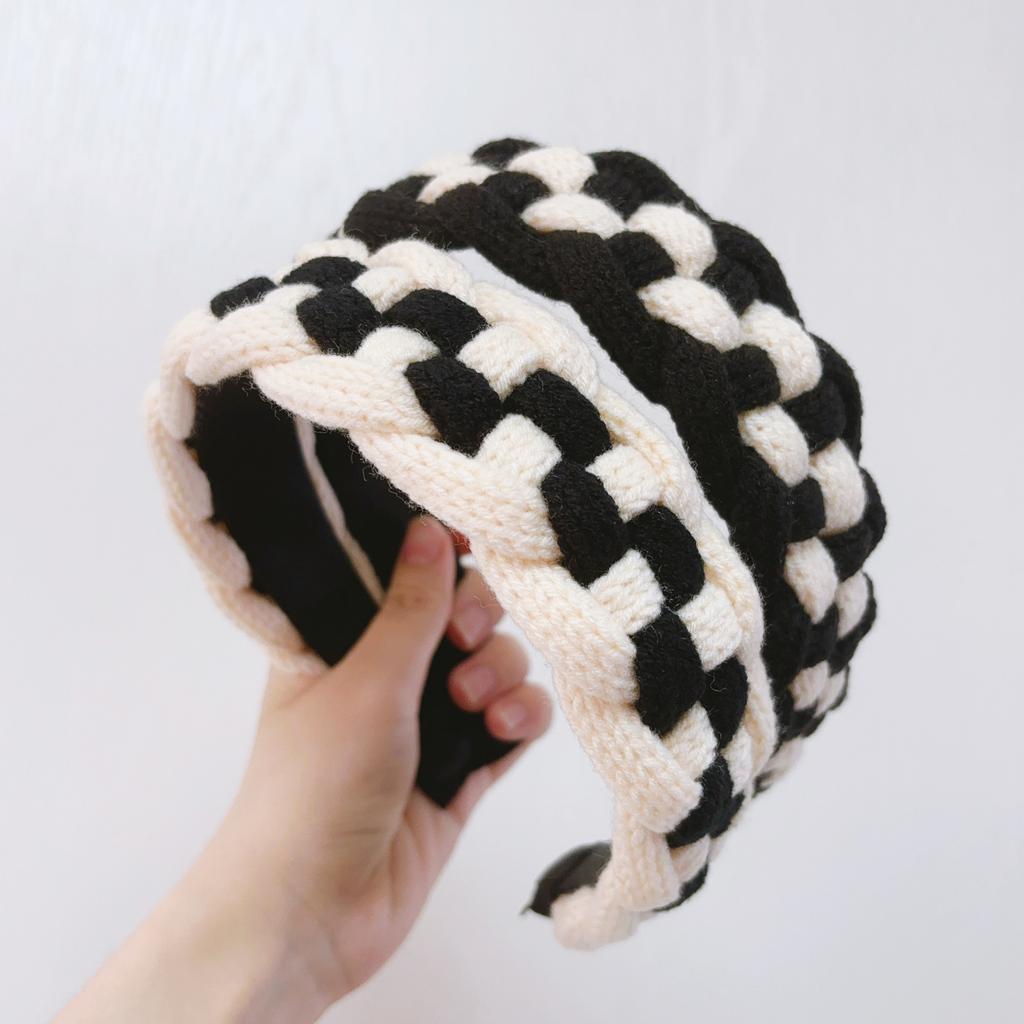 PROLY New Fashion Headband For Women Wide Side Warm Knitted Headwear Patchwork Turban Winter Casual Hair Accessories Hairband