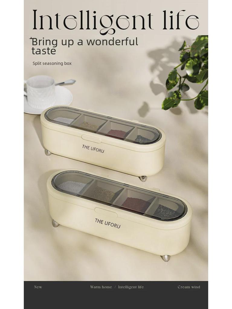 4-Grid Food-Grade Seasoning Jar Set for Kitchen