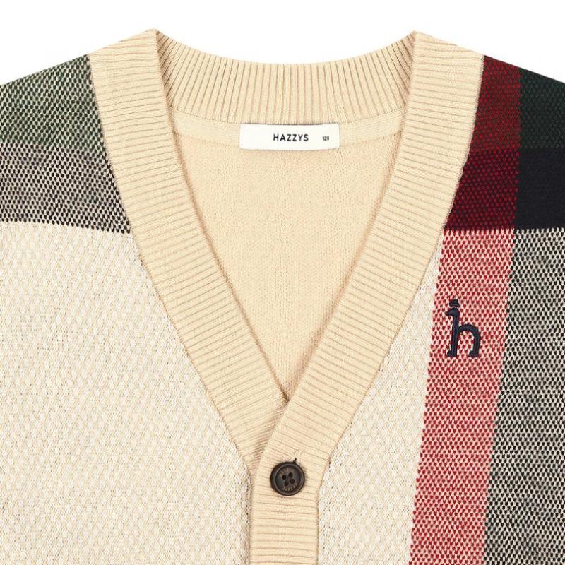 Hedge Kids Knit Check Cardigan Huf12kc10m Bg