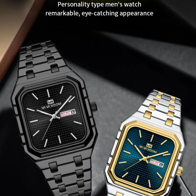 Business Casual Men's Watch Simple Luminous Square Gradually Gold Steel Belt Men's Watch
