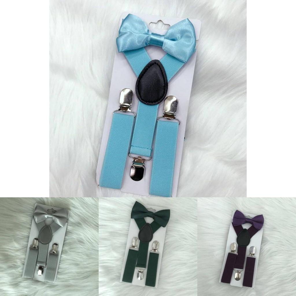 Elegante Set di Bretelle Elastiche e Papillon per Bambini e Bambine in Diversi Colori